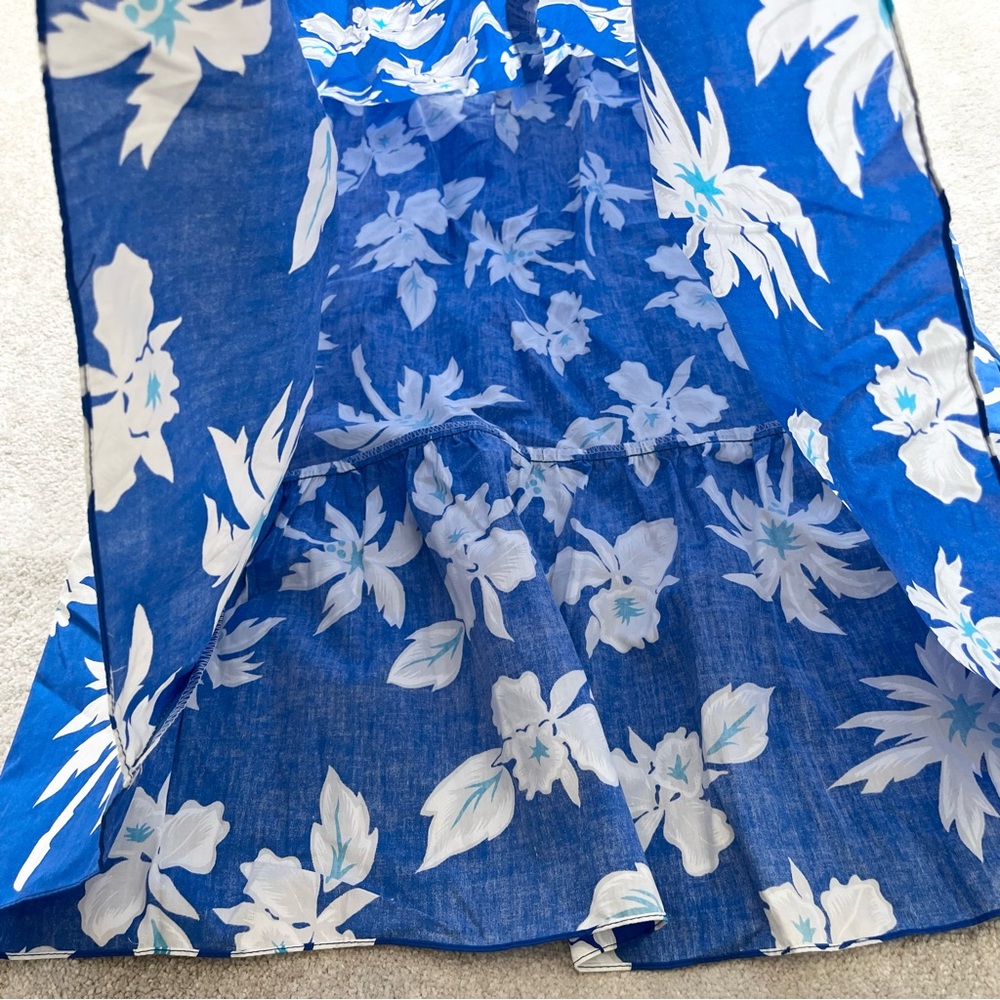 ROYAL HAWAIIAN CREATIONS Blue Floral Long Maxi Dress Mumu Size Large Vacation - Picture 3 of 8